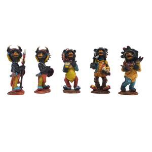 Native American Black Bear Resin Figurine Lot of 5 Collection Indian Figures